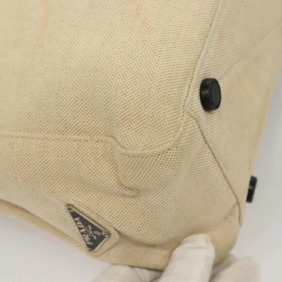 PRADA Sports Tote Bag Canvas Beige Black Auth bs27461 - Picture 13 of 16